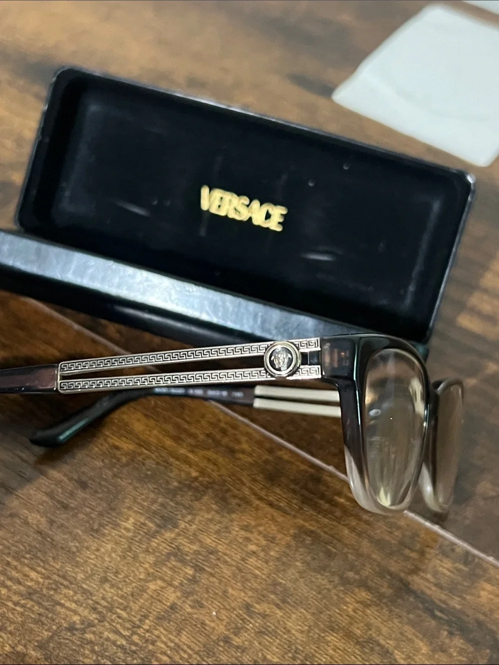 Versace Black Frame Sunglasses with Gold Temples